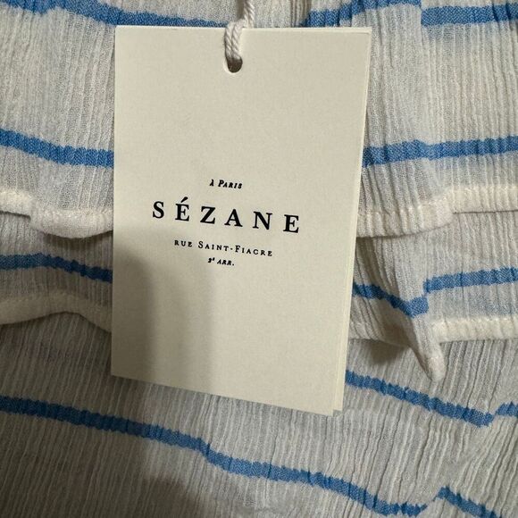 Sézane NWT Adeline striped cotton one shoulder top size 4 - Picture 6 of 7